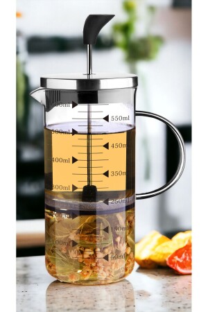 Cambu 600 ml 3-in-1 (feuerbeständige) French-Press-Teekanne – Messbecher - Comprox
