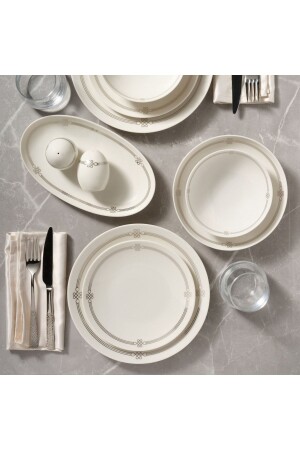 Camelia 30 Piece Dinner Set for 6 People 64111 PR. 0000GBSATN30YT93064111 - Güral Porselen