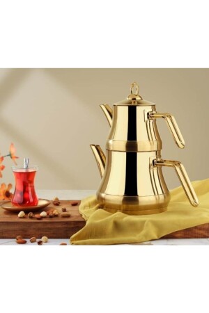 Camelia Full Gold Family Size 4 Piece Steel Teapot Set gold - Remetta