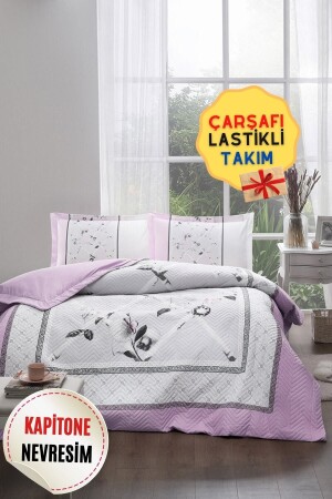 Camelia Lastikli Çarşaflı Çift Kişilik Kapitone Nevresim Takımı Gri özdilekçk8490 - Özdilek