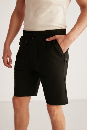 Camillo Men's Pocket Zippered Black Shorts with Elastic Waist & Bermuda CAMI08052020 - GRIMELANGE