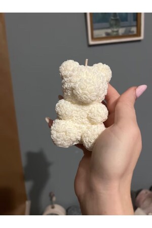 CANDLE DECORATIVE ROSE PATTERNED BEAR CANDLE WHITE CANDLE WITH VANILLA ESSENCE - La Perla