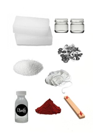 Candle Making Set Starter Set 1kg Scented Paraffin Essence Dye Wick Studs Wooden Wick Jar Stearin OMYS-P-1014 - Otantik