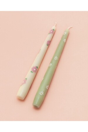 Candlestick Candle Set of 2 Flowers - Nymphis