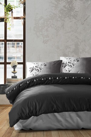 Candy Double Duvet Cover Set Daren Black 8680108052921 - Cotton Box