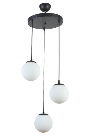 Candy Modern Design Cafe - Kitchen - Living Room Black Color White Glass 3-Piece Chandelier CAN2 - Modavize