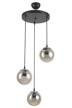 Candy Modern Design Cafe - Kitchen - Living Room Black Silver Detailed Color Smoked Glass 3-Piece Chandelier CAN3 - Modavize