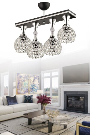 Cansu 4-Piece Crystal Ball Black Chrome Glamorous Modern Chandelier 4013 - KUZEY AYDINLATMA