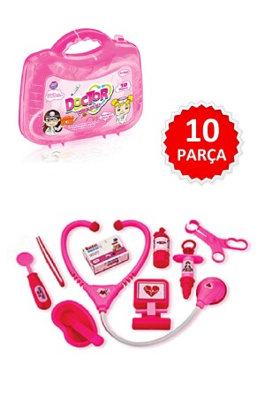 Çantalı Doktor Seti Eğitici Eğlenceli 10 Parça Pembe Muayene Seti TB-HB-15930 - Toysberg
