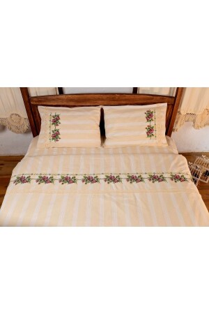 Canvas Duvet Cover Set Hand Embroidered Double (RED) Canvas Duvet CoverRed - buldanstore