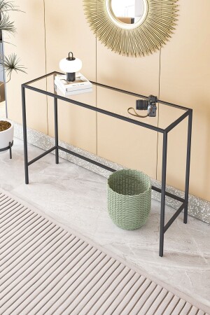 - Canvas Metal Drawer Decorative Coffee Corner Console Black - With Transparent Glass - Dekopratik