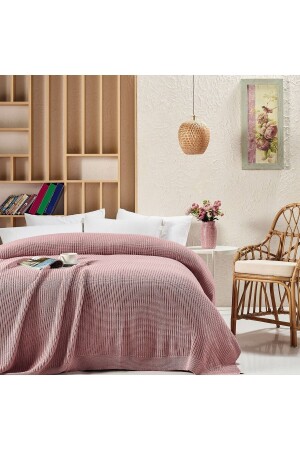 Cap2101 Knitted Blanket Dusty Rose Single Person Dried Rose CAP2101 DRIED ROSE-M41-R9 - Betires Home