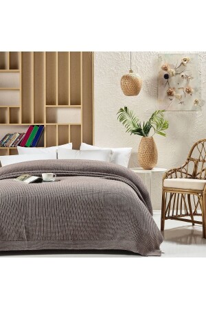 Cap2101 Knitted Blanket Mink Double Beige CAP2101 VIZON-M42-R9 - Betires Home