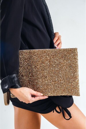Capone Boncuklu Paris 220 Altın Kadın Clutch Çanta 356-Z003-ETİ-220-001 - Capone Outfitters