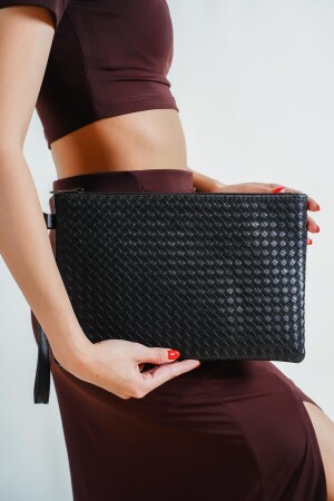 Capone Örme Desenli Paris 222 Siyah Kadın Clutch Çanta - Capone Outfitters