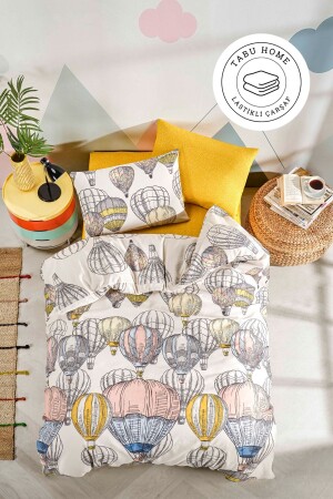 Cappadocia Balloon Double Duvet Cover Set with Elastic Sheets Cappadocia Double Set - Tabu Home