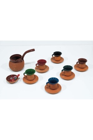 Cappadocia Coffee Pot Pottery Cup Set Mini Turkish Delight Bowl Gift Earthenware Cup Set PIN75 - PINARSTORE