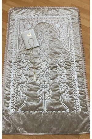 Cappuccino Velvet Prayer Rug 3 Piece Dowry Bundle Bride Groom Set - Ayhanhome