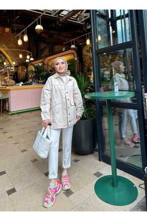 ÇAPRAZ CEPLİ OVERSİZE KESİM KOLLARI LASTİKLİ KOT CEKET - Lurex Moda