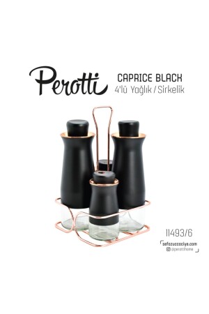 Caprice Black Set of 4 Oil and Vinegar Bowls 11493 - Perotti