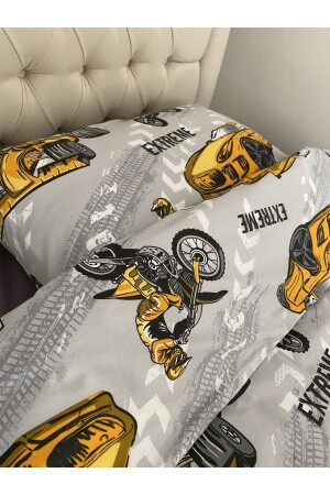 Car Duvet Cover Set Boy Yellow 4 Piece 100% Cotton Single Duvet Cover Set 159753987654347 - Arkelite Home