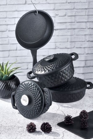 Carabella 7 Piece Cast Iron Cookware Set Black 1035323. 0001 - Taç