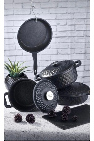Carabella Cast Iron 7 Piece Cookware Set Cast Lid TAC-3731 - Taç