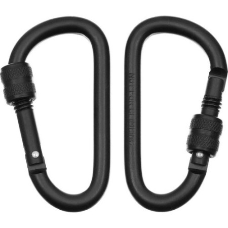 Carabiner D MFH with screw lock, black, 8mmx8cm - MFH