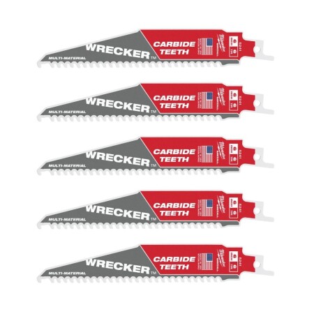 Carbide-toothed saw blades MILWAUKEE Wrecker 150mm 6tpi, 5pcs. - Milwaukee Accessories