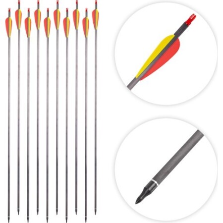 Carbon Fiber Arrows with Screw-in Tips inSPORTline Carbison 30”, 10pcs, red-yellow - inSPORTline