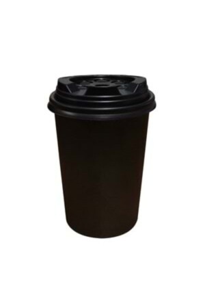 Cardboard Paper Cup 14oz 410ml Extra Thick Black With Lid 50 Pieces BOORDO8481356 - Miopack