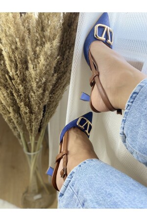 Carefree Denim-Stiletto mit V-Schnalle und detailliertem Detail - Kaygisiz Kundura