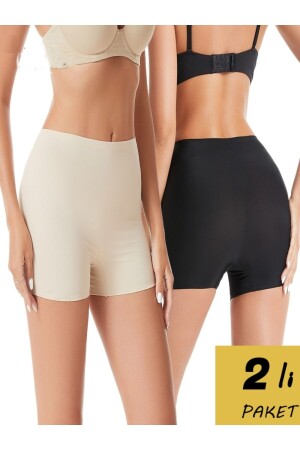 Carigna Model 2 Pack Seamless Laser Cut Sports Corset Boxer, Does Not Leave Marks, Black-Nan Color - Mistirik