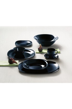 Carine Noir 17 Piece Black Dinner Set for 4 People. MADAME LUDA DINNER SET FOR 4 PEOPLE. - Luminarc