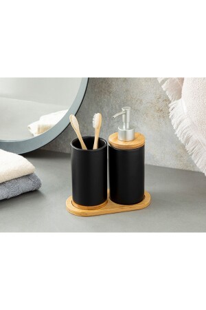 Carla 3-teiliges Badezimmer-Set 8,5x8,5x13 cm Schwarz 10035216 - English Home