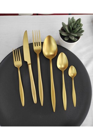 Carmen 72 Piece Matte Gold Titanium Fork Spoon Set CMDCSGGTGS04 - BRONDOFF