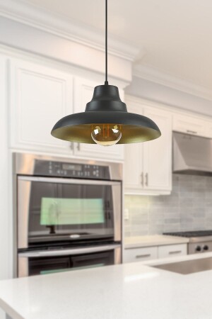 Carmen Special Design (DIATER 30 CM) Modern Living Room - Kitchen - Cafe Black Inside Gold Single Pendant Lamp Chandelier CRMN99 - Modavize