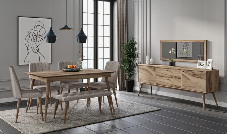 Carmine Walnut Dining Room - Cadde Yıldız