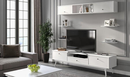 Carmine White TV Unit - Cadde Yıldız