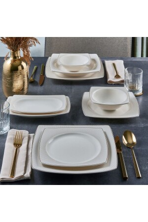 Caroline 54 Piece Square Dinner Set for 12 Persons 64651 PR. 0000GBSCR54KYT83061651 - Güral Porselen