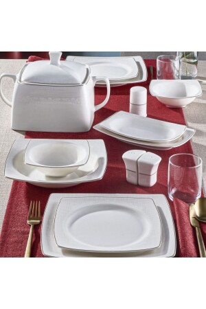 Caroline 62 Piece Square Bone Dinner Set - 6171 PR. 00000GBSCR62KYT8306171 - Güral Porselen