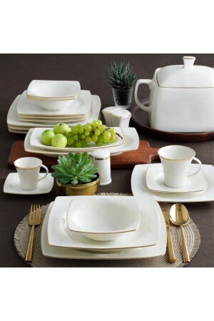 Caroline 85 Piece Square Bone Dinner Set - 20 PR. 0000000000GBSCR85KYT20 - Güral Porselen