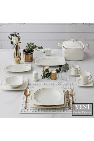 Caroline 85 Piece Square Bone Dinner Set - 5113 NBNCR85KYT8305113 - Güral Porselen