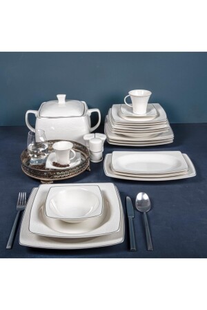 Caroline 85 Piece Square Bone Dinner Set - 5906 PR. 00000GBSCR85KYT8305906 - Güral Porselen