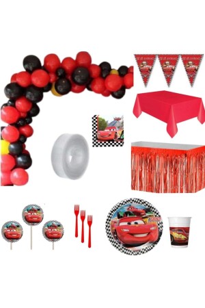 Cars Cars Lightning Mcqueen Luxuriöses, fertiges Geburtstagsparty-Zubehör-Set für 8 Personen, car308 - CAVAŞ sun hat