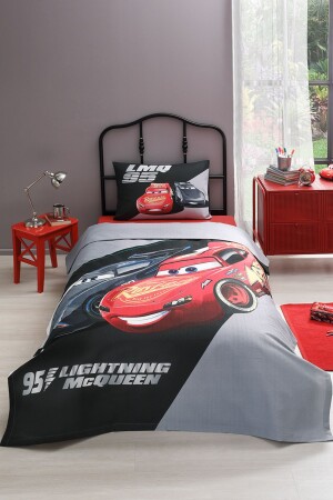 Cars Lmq95 Single Disney lizenziertes elastisches Spannbettlaken-Kinder-Piqué-Set - Özdilek