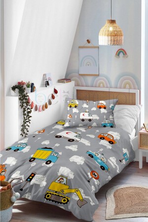 Cars Patterned Single Baby Kids Bedding Set BD-M022-N - Bebişim Halı