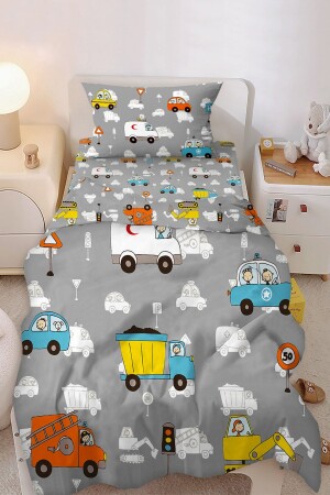 Cars Patterned Single Baby Kids Bedding Set BD022-N - Bebişim Halı