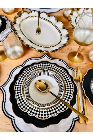 CASA DE BELLA Black Striped 24-Piece Dinner Set for 6 People - CASA DE BELLA