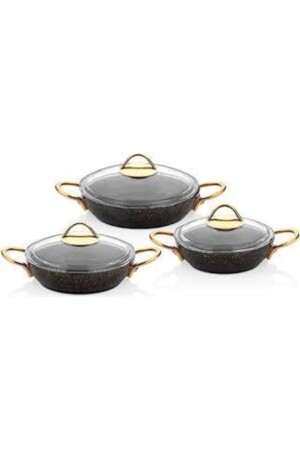 Cast Granite Pan Set 6 Pieces Black K-531 - Özkent